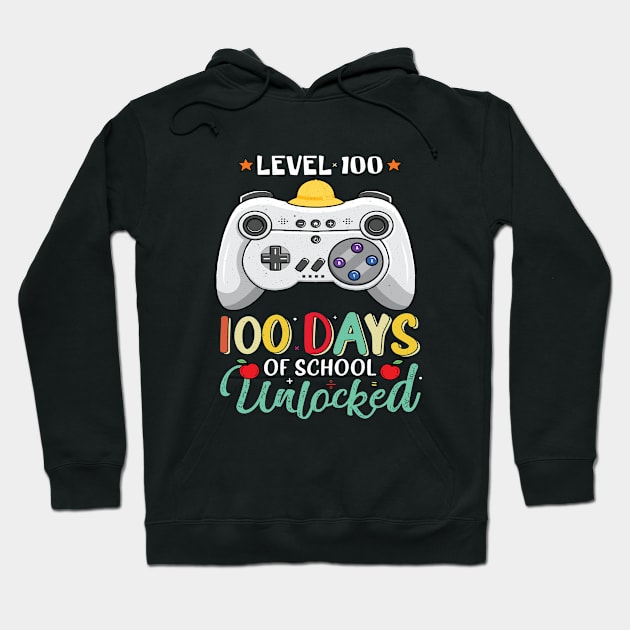 Happy 100 Days Of School level 100 unlocked gamer Kids Hoodie by YuriArt